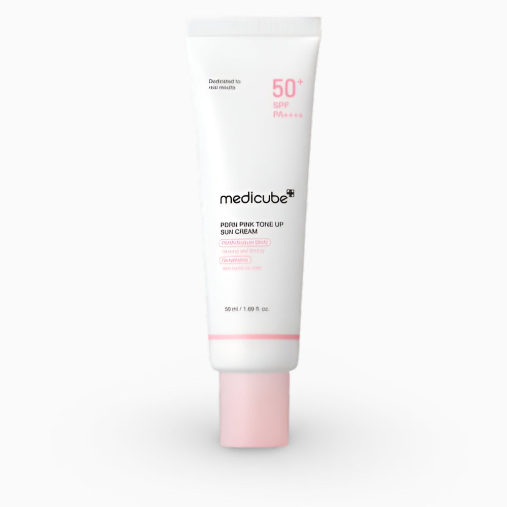 MEDICUBE PDRN PINK TONE UP SUN CREAM SPF50+ / Saules aizsargkrēms ar PDRN un glutationu aizsardzībai un ādas toņa izlīdzināšanai