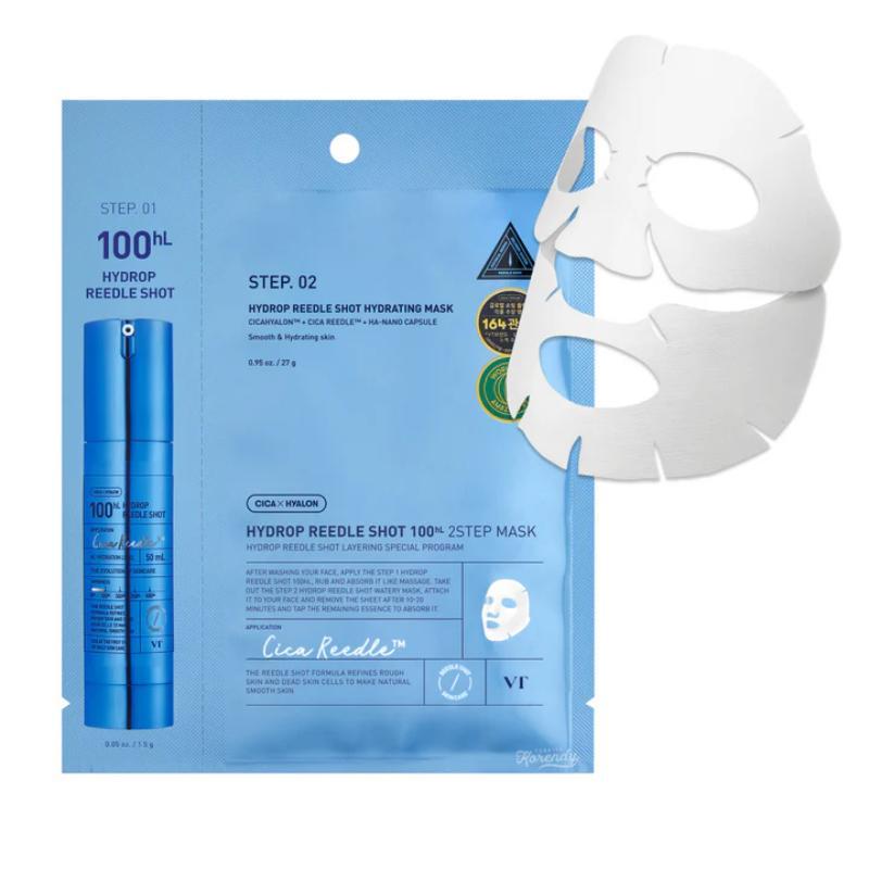 VT COSMETICS HYDROP REEDLE SHOT 100hL 2 STEP MASK / Intensīva mitrinoša maska ar mikroadatām 2 STEP